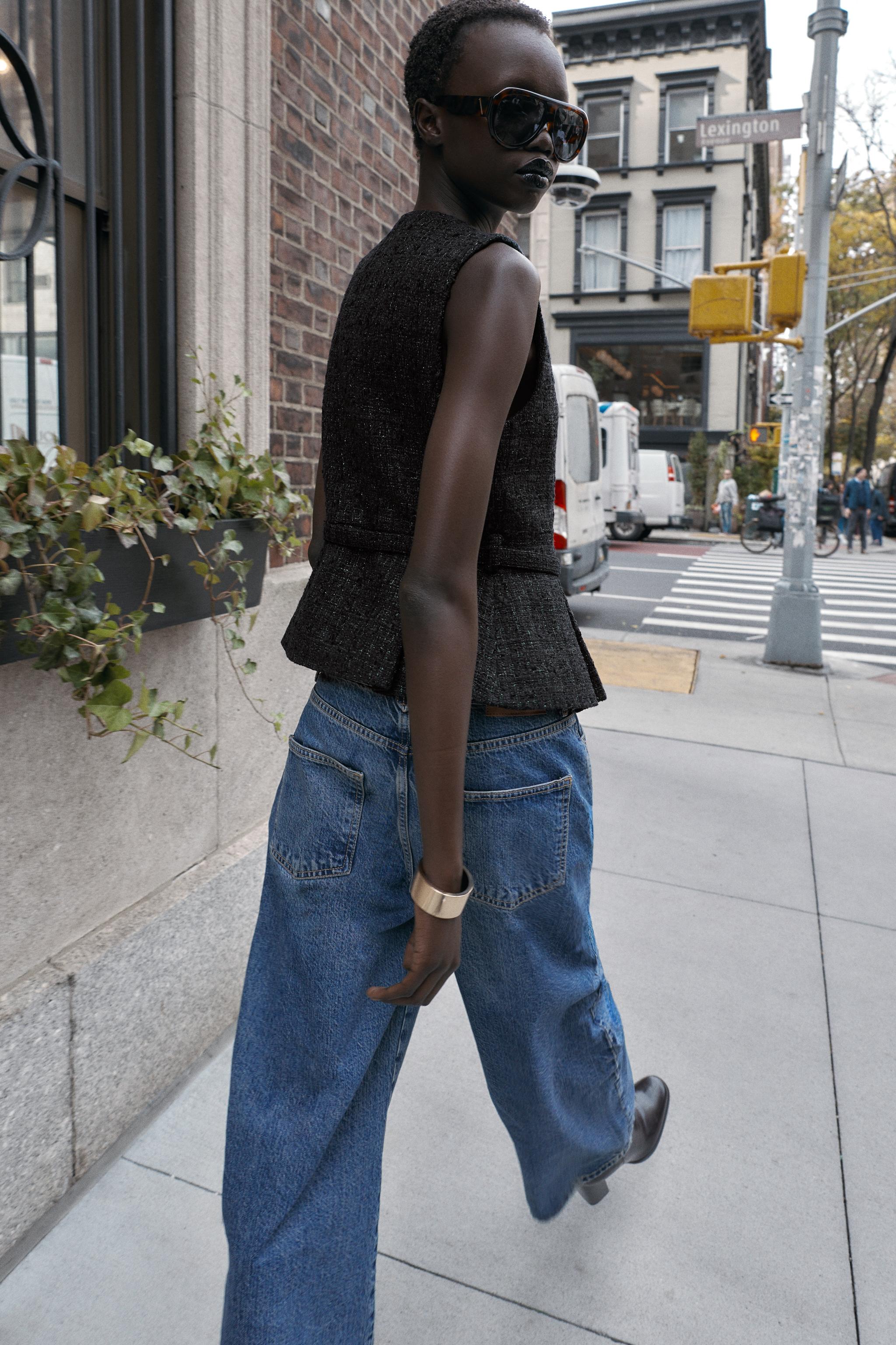 METALLIC THREAD BELTED TEXTURED VEST